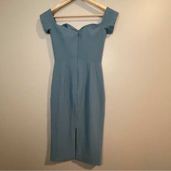 Dress the Population Bailey Off the Shoulder Body-Con Dress Sea Breeze Blue XS - Picture 3 of 8